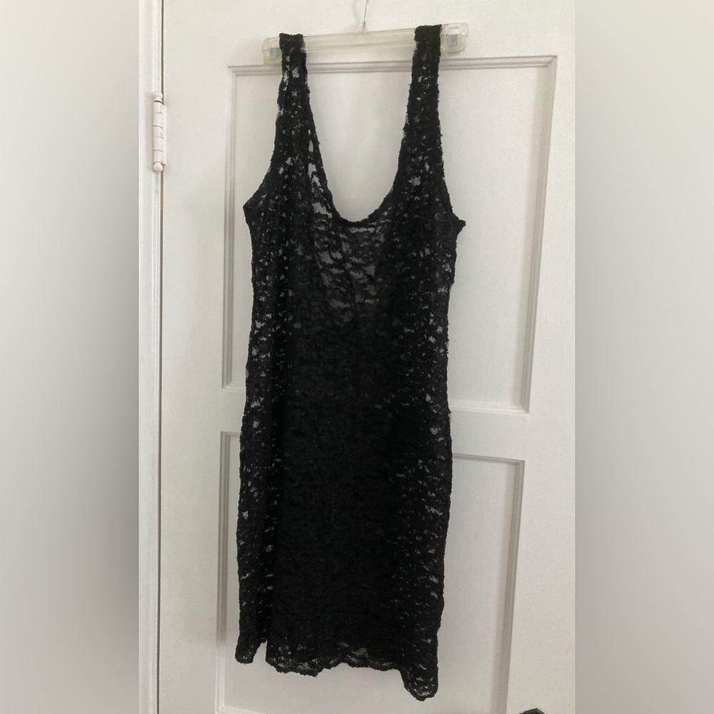 Victoria’s Secret Black Lace Slip Dress.  Above Knee Length.  Size L.